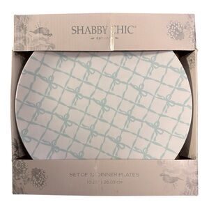 Shabby Chic Blue Bows Dinner Plates Set of 12